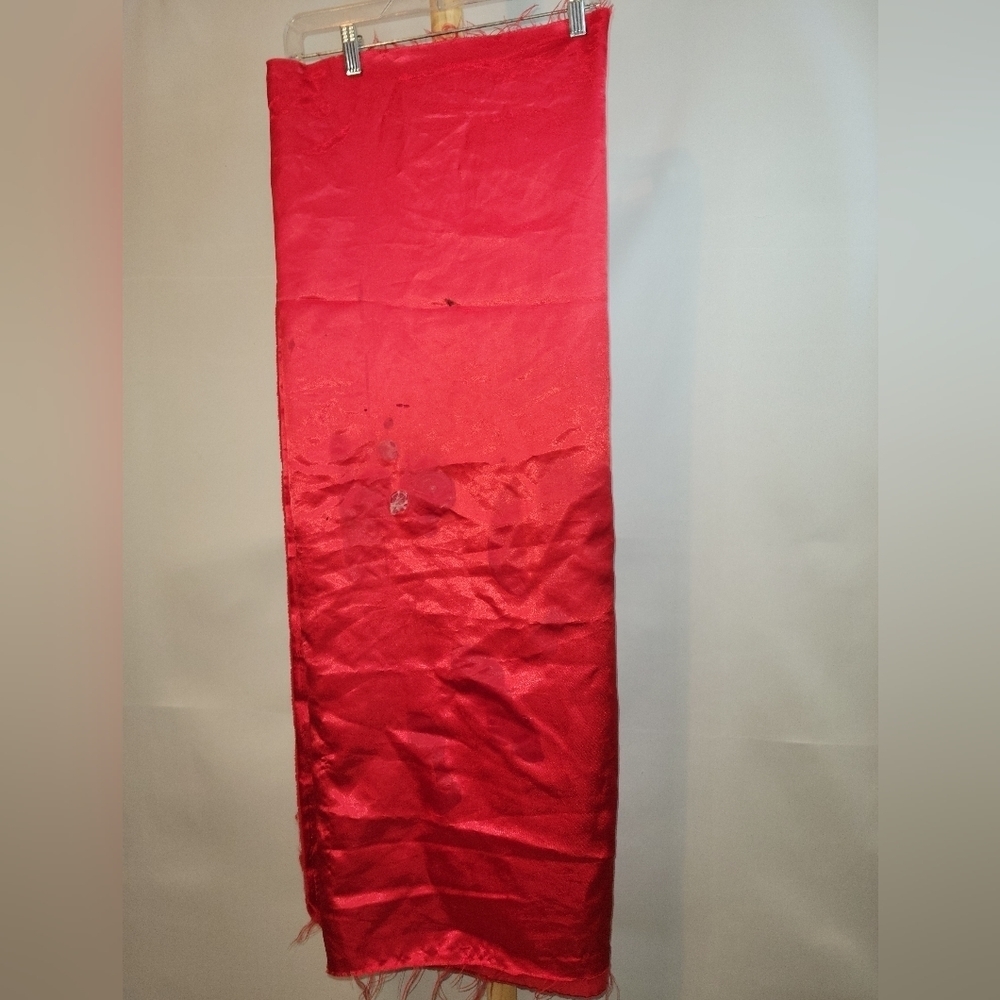 Vintage Red Silky Satiny Fabric
